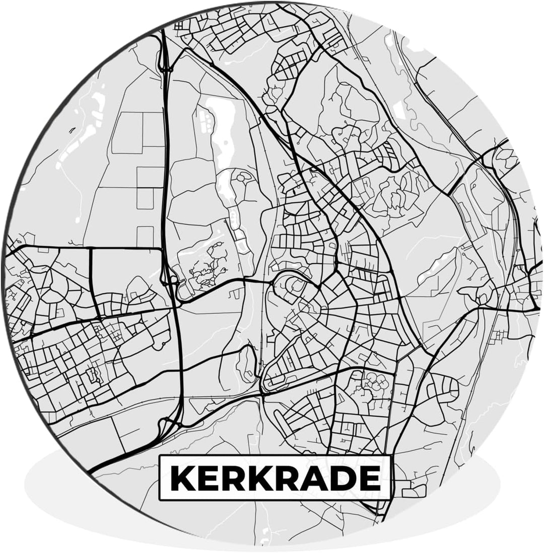 MuchoWow Wandbild Rund Wanddeko Deko Wohnzimmer Bilder 30x30 cm Kerkrade - Schwarz und weiss - Stadt