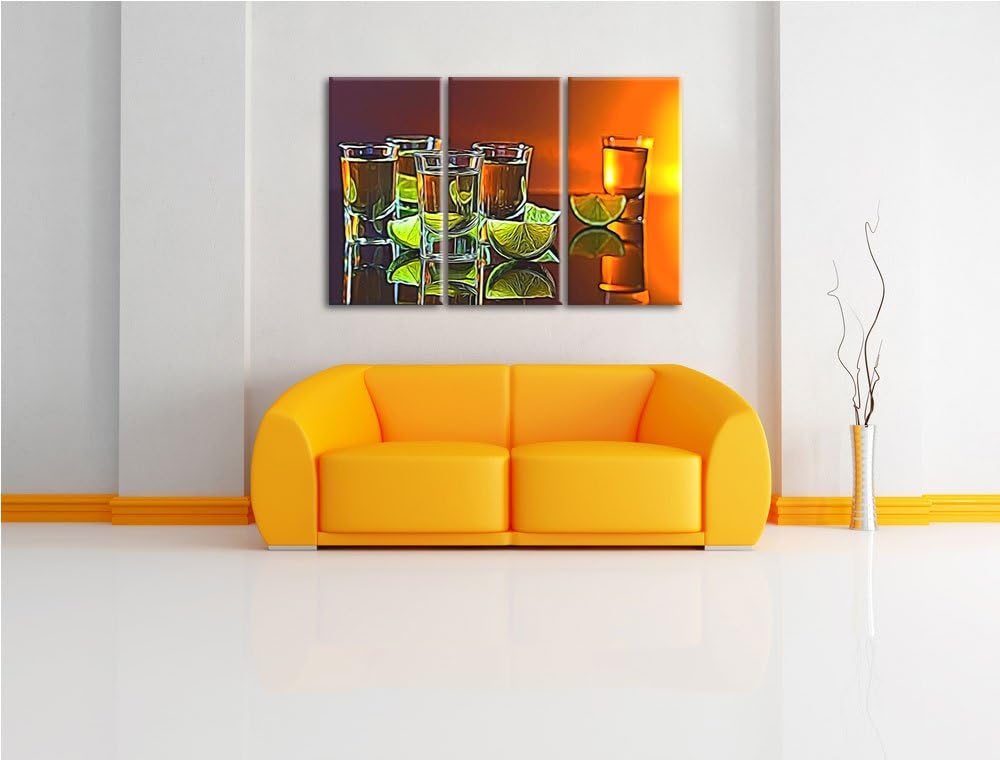 viele Tequila Shots3-Teiler Leinwandbild 120x80 Bild auf Leinwand, XXL riesige Bilder fertig gerahmt