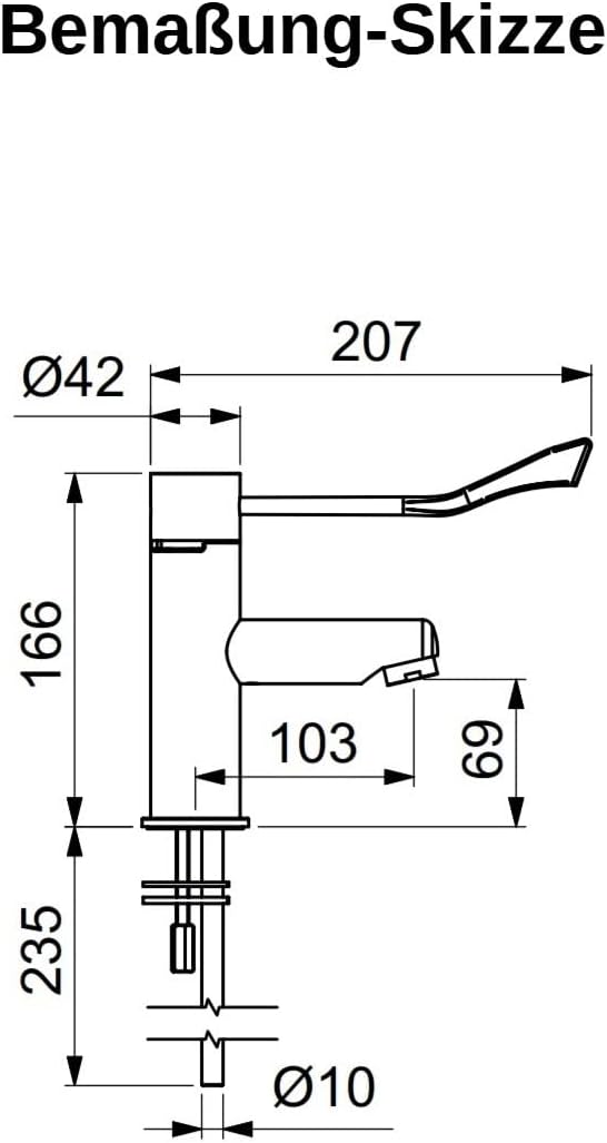 Hygiene-Armatur/Waschtischarmatur/OP-Armatur/Praxisarmatur - mit langem Armhebel
