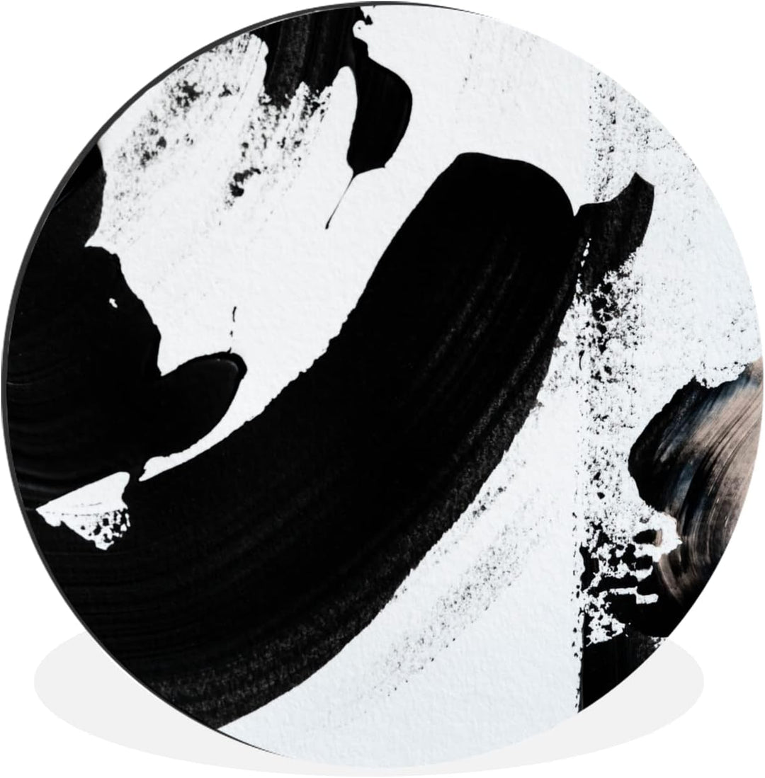 MuchoWow Wandbild Rund Wanddeko Deko Wohnzimmer Bilder 90x90 cm Schwarz - Abstrakt - Design, 90x90 c