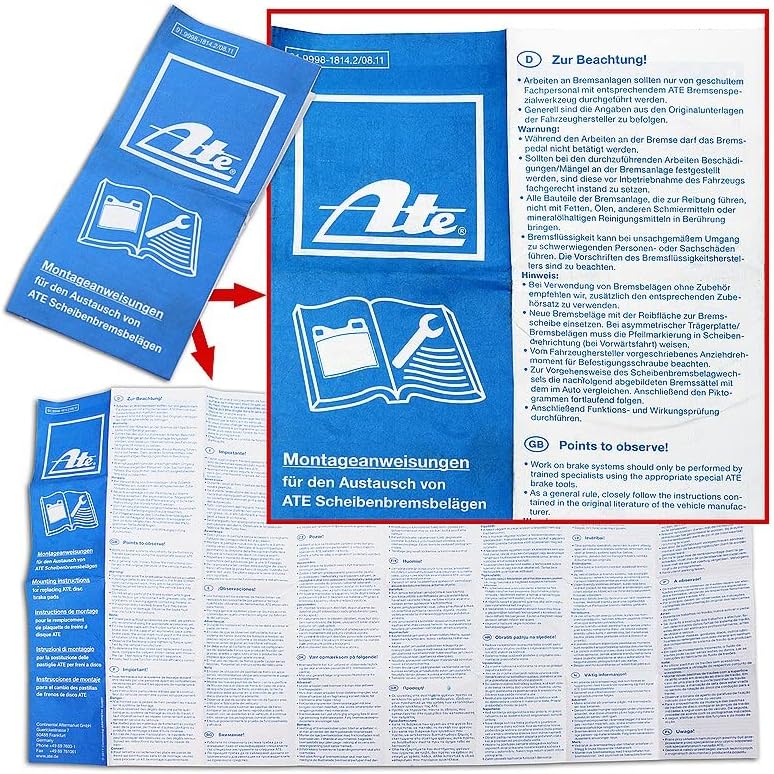 ATE Bremsenset Hinterachse inkl. Bremsscheiben Ø 302 mm Voll und Bremsbeläge, Passend für HONDA CR-V