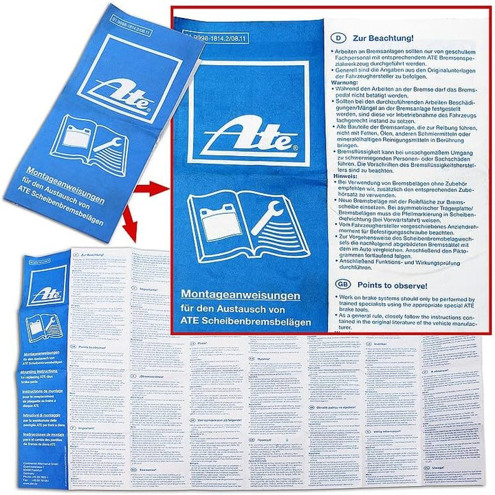 ATE Bremsenset Hinterachse inkl. Bremsscheiben Ø 302 mm Voll und Bremsbeläge, Passend für HONDA CR-V