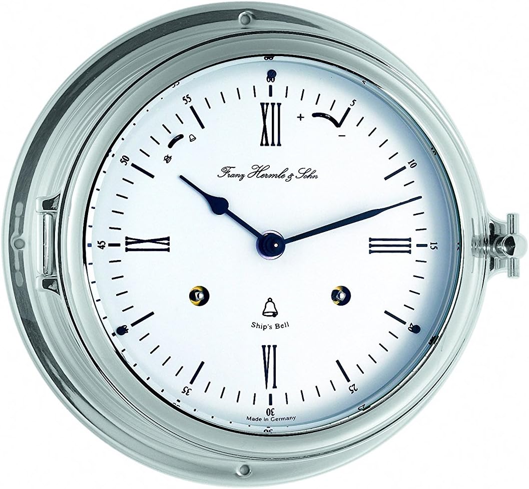 Hermle 35066-000132 Schiffsuhr, vernickelt, Silber, 18cm x 18cm x 10 cm