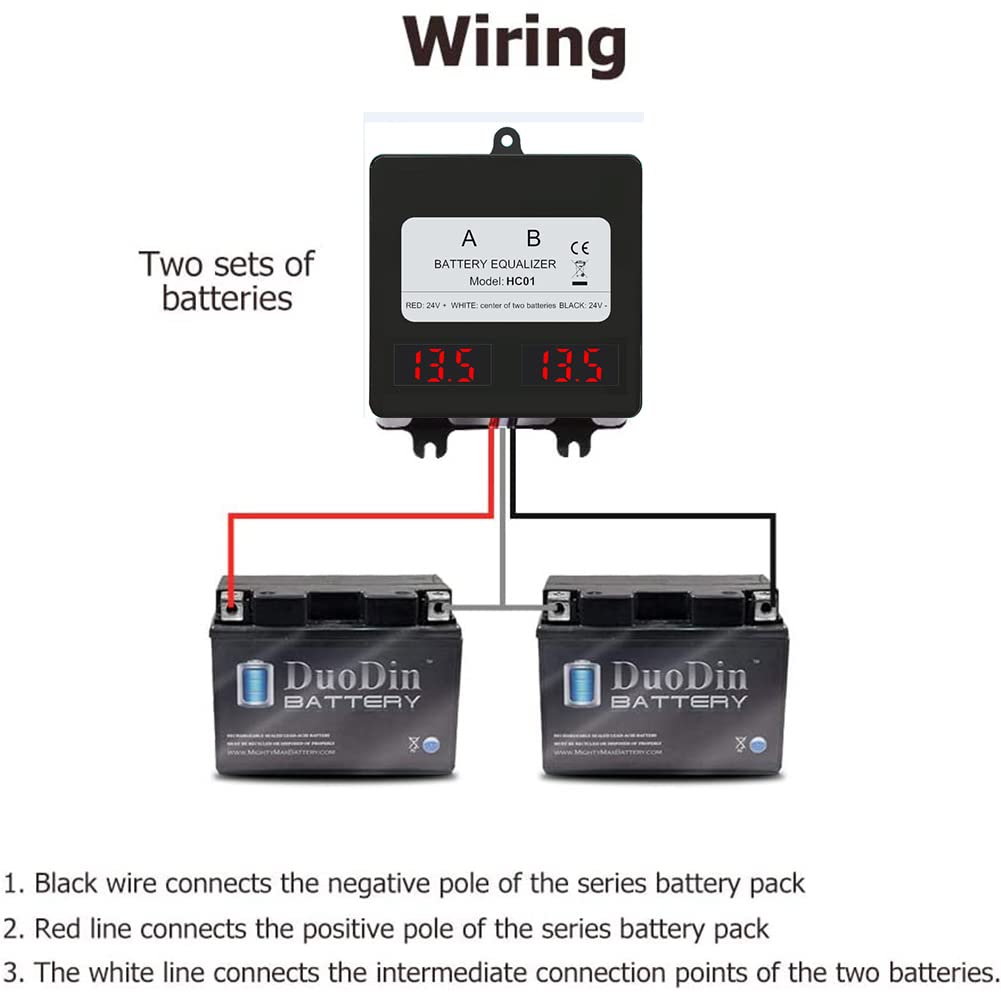 SolaMr 24V Batterie-Equalizer 2x12V Batterie Ausgleicher Battery Balancer Equalizer für Gel/Hochwass