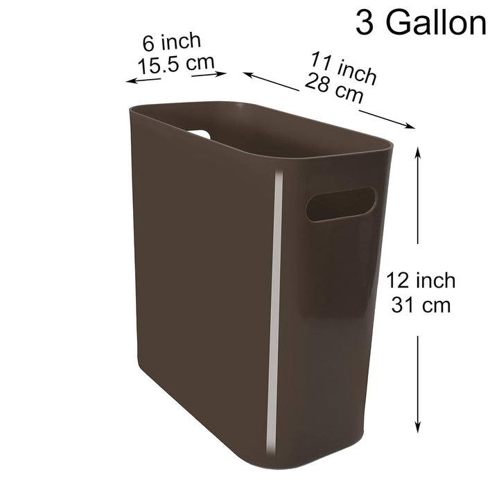 Youngever 2er Pack Schmaler Mülleimer, 10L Kunststoff Müllbehälter, Mülleimer mit Griffen für Heimbü