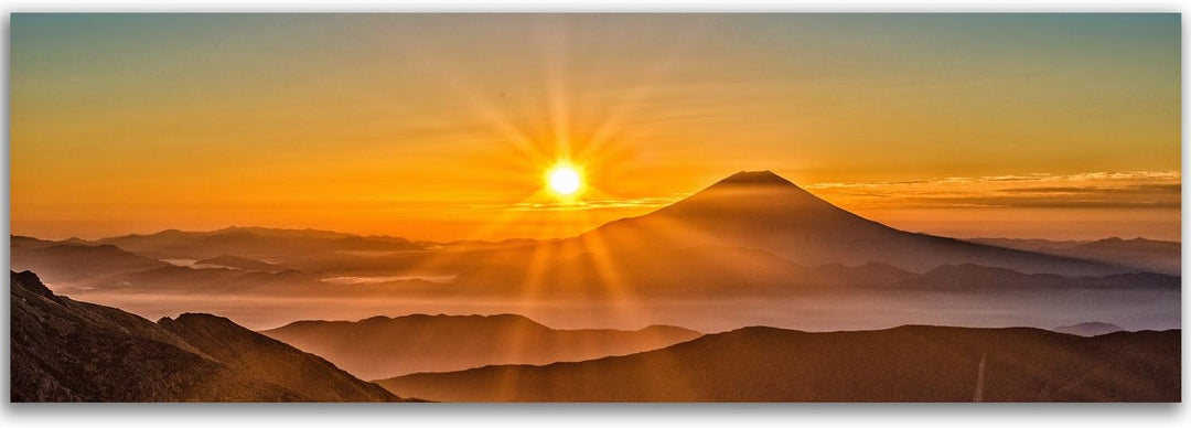 Feeby. Leinwandbild, Bilder, Wand Bild, Wandbilder, Kunstdruck 70x25 cm, BERG, SONNENUNTERGANG, NATU