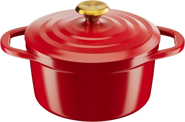Tefal Luftkochtopf 24 cm, leichter Aluminiumguss Dutch Oven mit Kondensationsdeckel, leicht zu reini