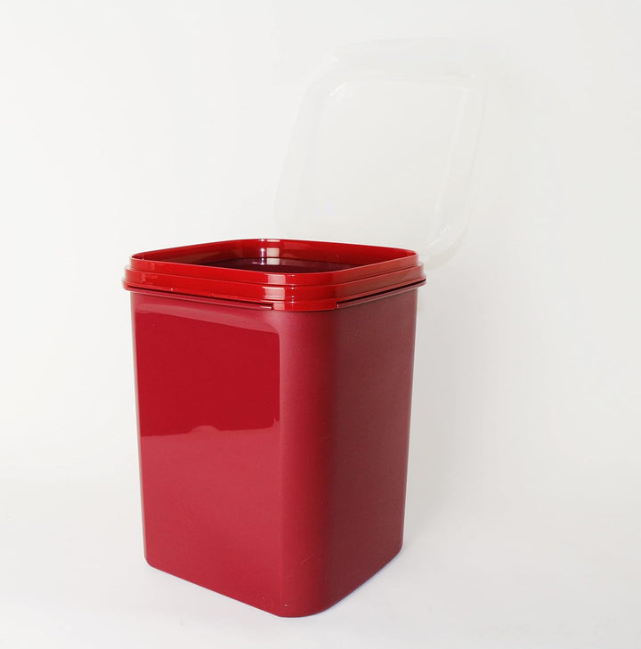 TUPPERWARE Bellevue 5,5L Weinrot/Bordeaux Vorratsdose, Trockenlagerung + Softlöffel Orange
