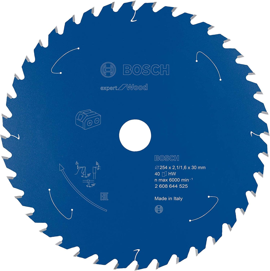 Bosch Professional 1x Kreissägeblatt Expert for Wood (Holz, Sägeblatt Ø 254 x 30 x 2,1 mm, 40 Zähne,