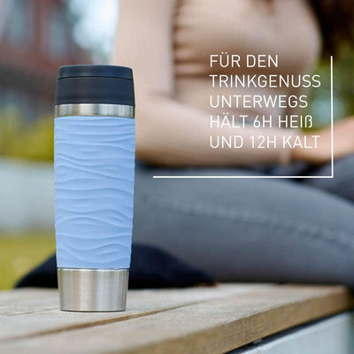 Emsa N20226 Travel Mug Wave Isolierbecher 0,5 Liter | neuer Komfort-Schraubverschluss | Edelstahl |