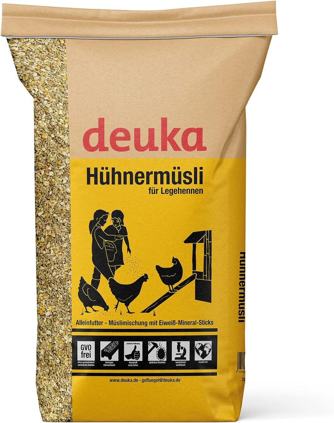 deuka Hühnermüsli 20 kg | Vollwertige Müslimischung für Legehennen | Alleinfutter | mit Eiweiss-Mine