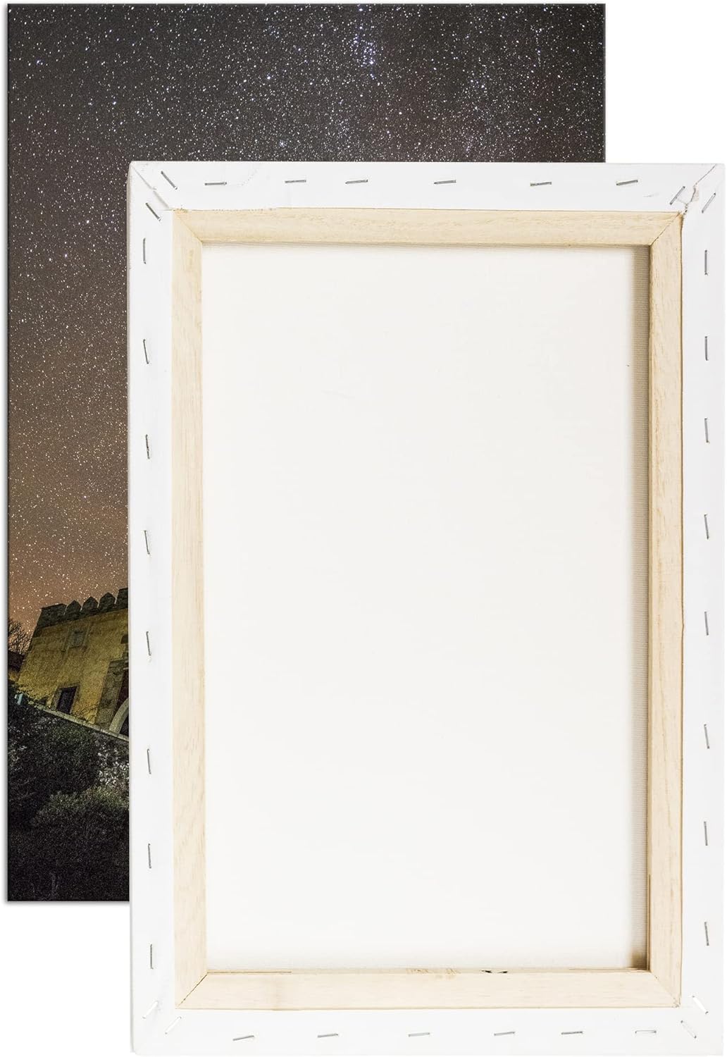 deyoli alter Burgruine unter den Sternen Format: 80x60 als Leinwand, Motiv fertig gerahmt auf Echtho