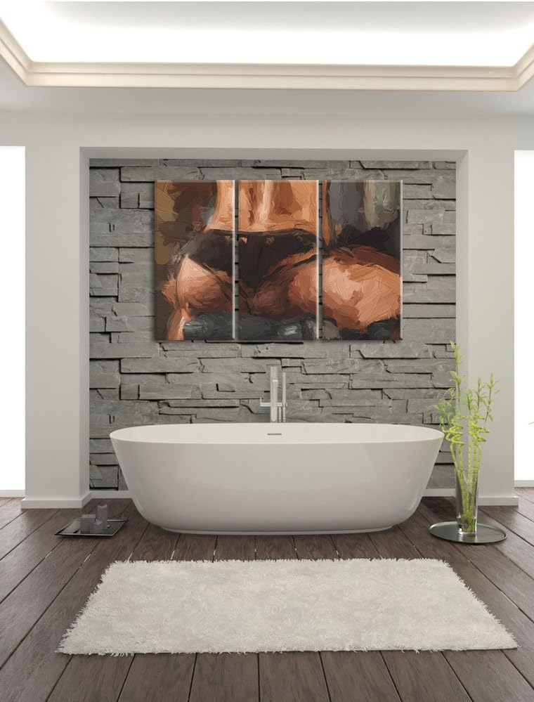 Pixxprint Frauenkörper von hinten als Leinwandbild/Grösse: 3 Teilig (120x80) cm/Wandbild/Kunstdruck/