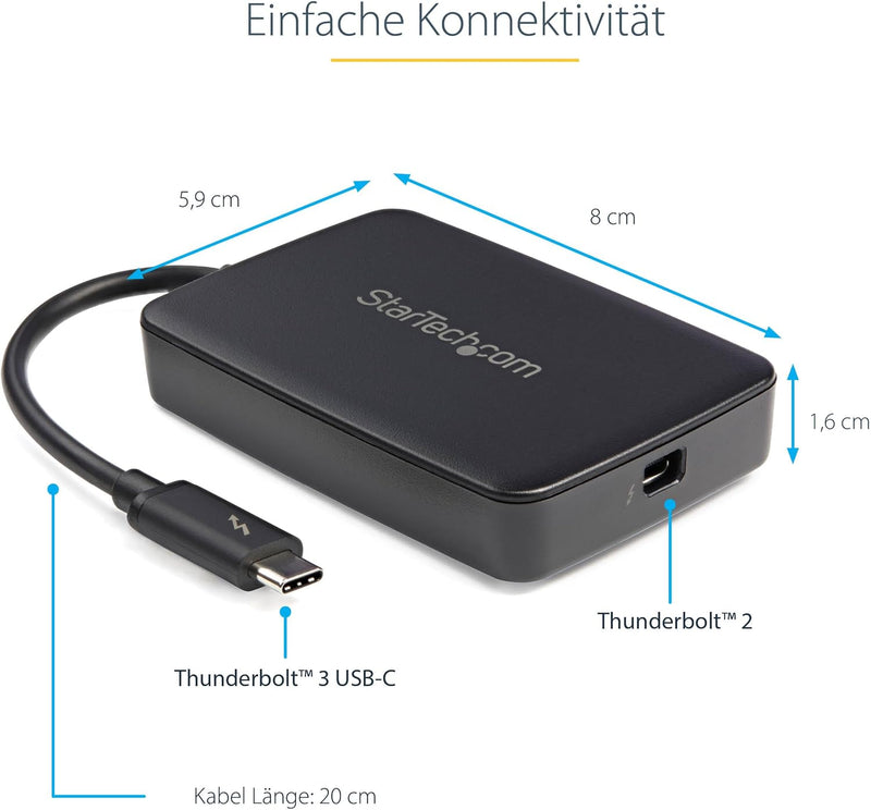StarTech.com Thunderbolt 3 auf Thunderbolt 2 Adapter (Nicht umkehrbar) - TB3 Laptop auf TB2 (20Gbit/
