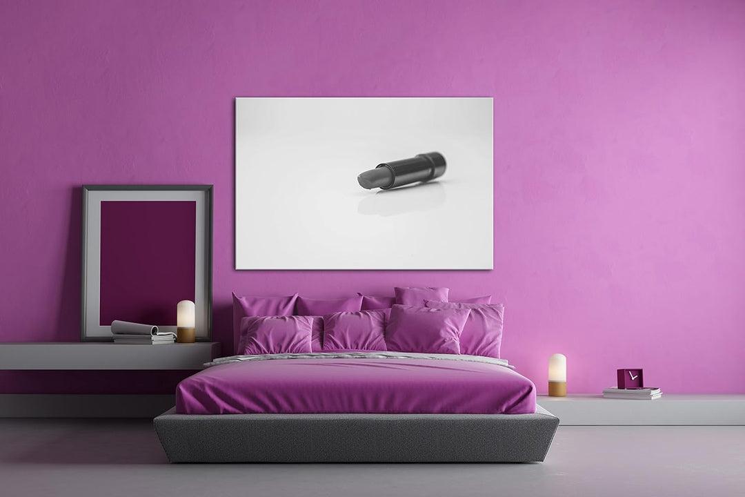 deyoli erotischer roter Lippenstift Effekt: Schwarz/Weiss im Format: 80x60 als Leinwandbild, Motiv f