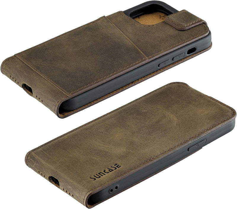 Suncase Original Flip-Style (Ultra-Slim) kompatibel mit iPhone 12 (6.1") Hülle Ledertasche Tasche Sc