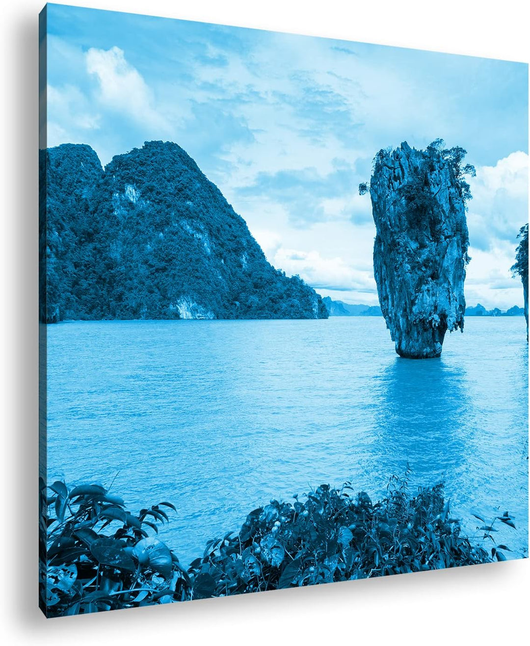 deyoli exotische Inseln in Thailand Format: 40x40 Effekt: Monocrome Blau als Leinwand, Motiv fertig