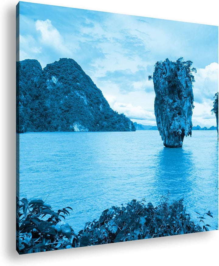 deyoli exotische Inseln in Thailand Format: 40x40 Effekt: Monocrome Blau als Leinwand, Motiv fertig