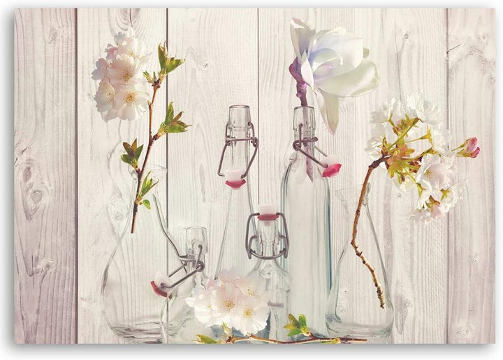 Feeby Leinwandbild Blumen Bild Kunstdruck Shabby Chic Beige 70x50 cm M14330 70x50 cm, M14330 70x50 c