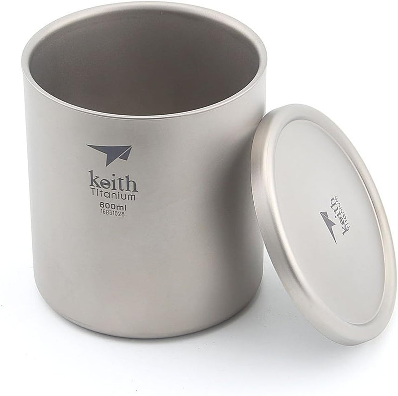 Keith 220 ml / 600 ml Titan Becher Saugnapf Doppelwandig Ultraleicht Titan Becher Tassen Leichte Tra