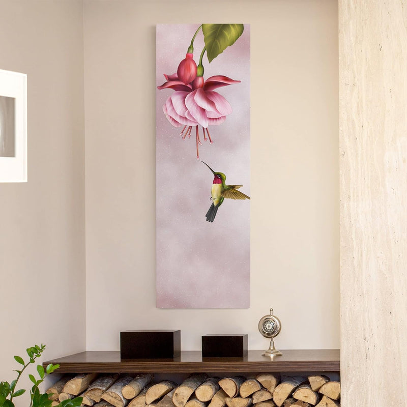 Bilderwelten Leinwandbild - Kolibri - Panorama Hoch, 120cm x 40cm, 120cm x 40cm