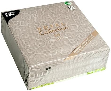 250 Servietten "ROYAL Collection" 1/4-Falz 40 cm x 40 cm grau "Casali" 84889 Papstar Premium stoffäh