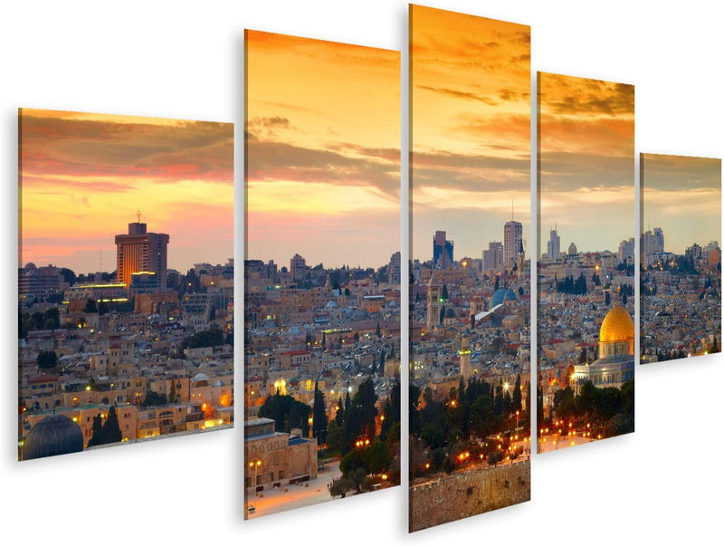 Bild Bilder auf Leinwand Panorama der Jerusalemer Altstadt Israel Wandbild Poster Leinwandbild SWR 1