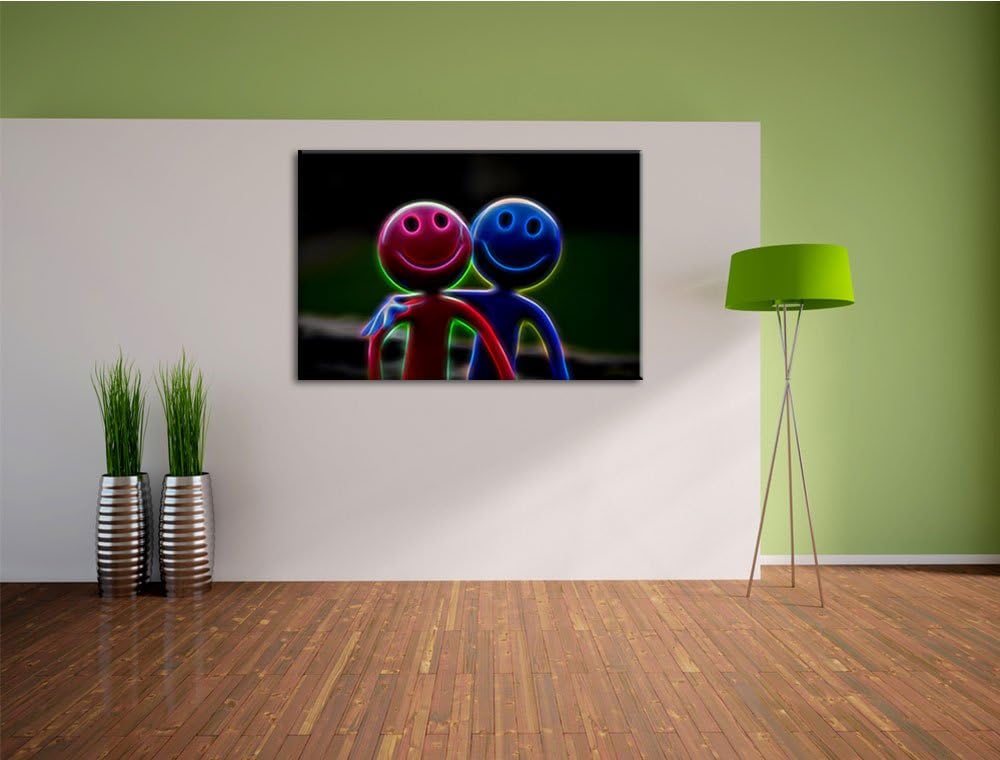 Dark Lustige Männchen Deluxe Format: 100x70 cm auf Leinwand, XXL riesige Bilder fertig gerahmt mit K