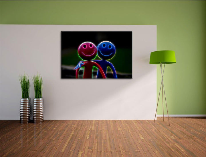 Dark Lustige Männchen Deluxe Format: 100x70 cm auf Leinwand, XXL riesige Bilder fertig gerahmt mit K