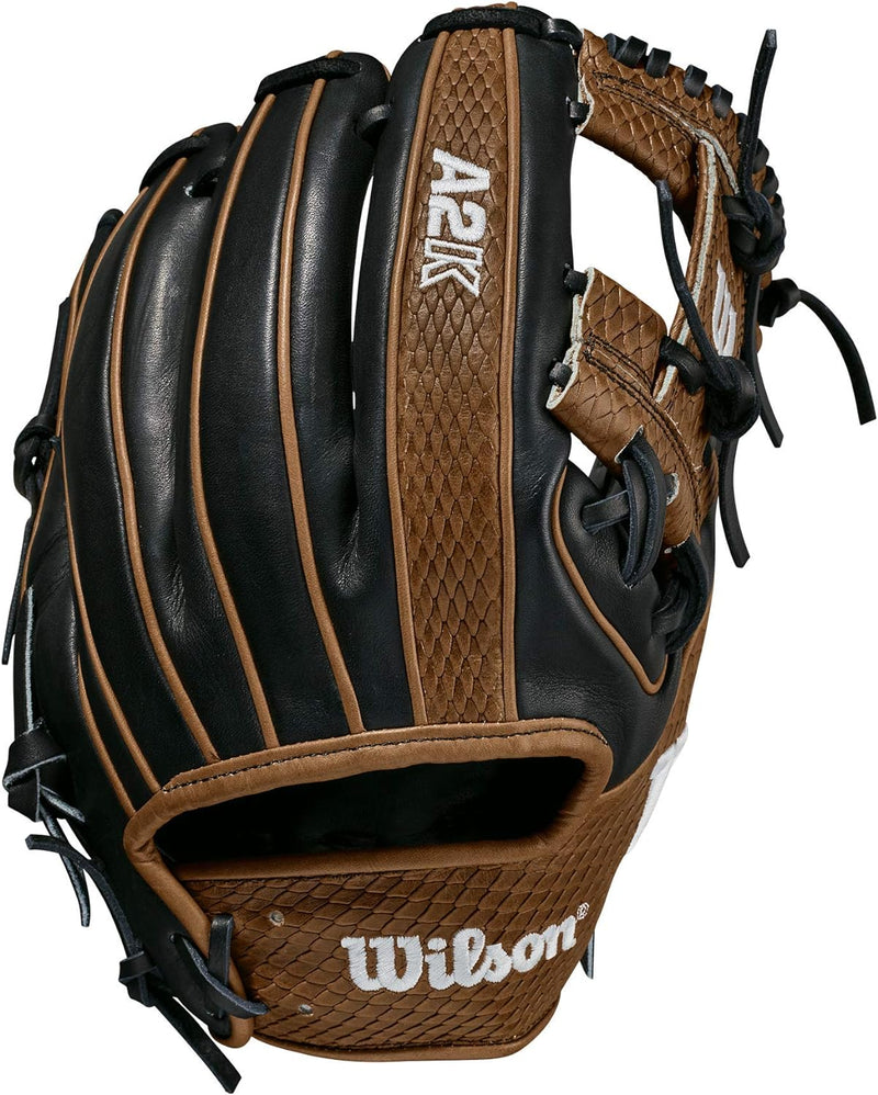 Wilson A2K Baseballhandschuh-Serie Rechte Hand Wurf Innenfeld Standardhandschuh, 29,2 cm, Schwarz/Sa