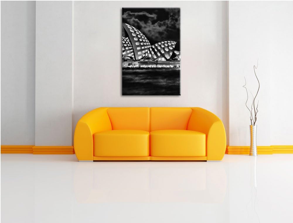 Pixxprint Monocrome, Sydney Opera House bei Nacht, Format: 100x70 auf Leinwand, 100x70