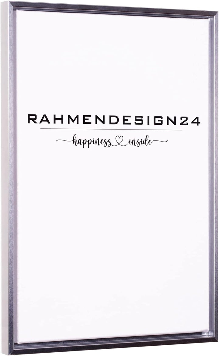 Rahmendesign24 Schattenfugenrahmen Oslo für Keilrahmenbilder und Leinwände 50x70 Silber (hochglanz)