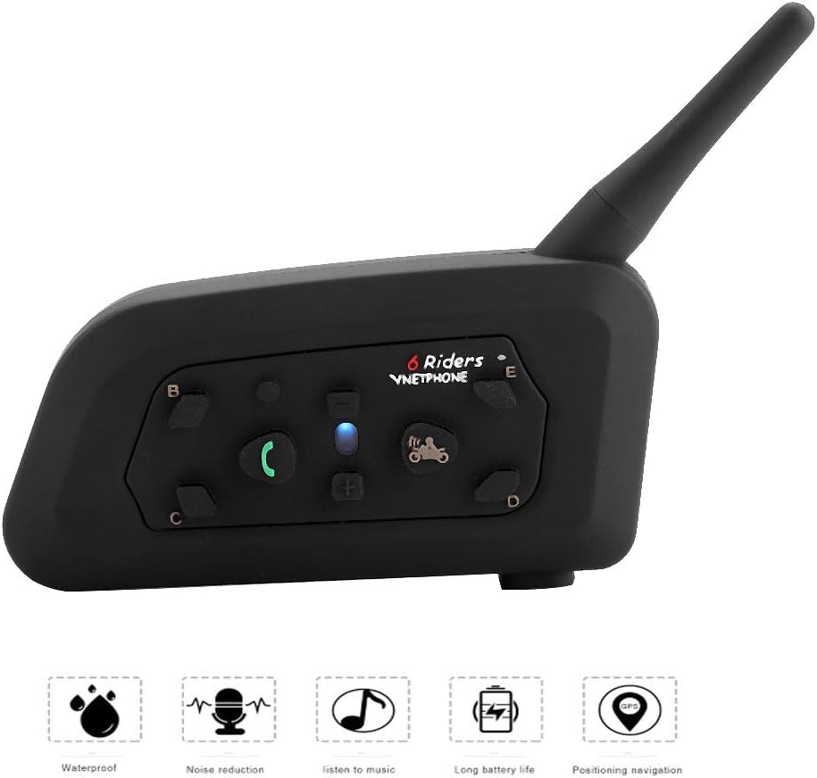 Vnetphone V6-1200 Motorrad Bluetooth Intercom Freisprecheinrichtung Kopfhörer für 6 Personen