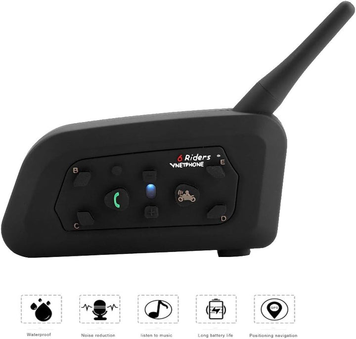 Vnetphone V6-1200 Motorrad Bluetooth Intercom Freisprecheinrichtung Kopfhörer für 6 Personen