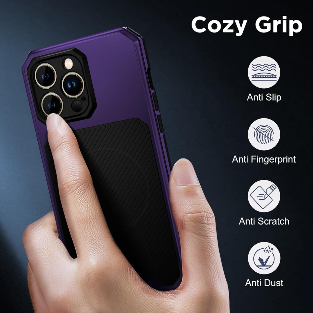 WIFORT Magnetisch Metall Hülle für iPhone 14 Pro Kompatibel mit MagSafe, mit 2 Stück Schutzglas, Mil