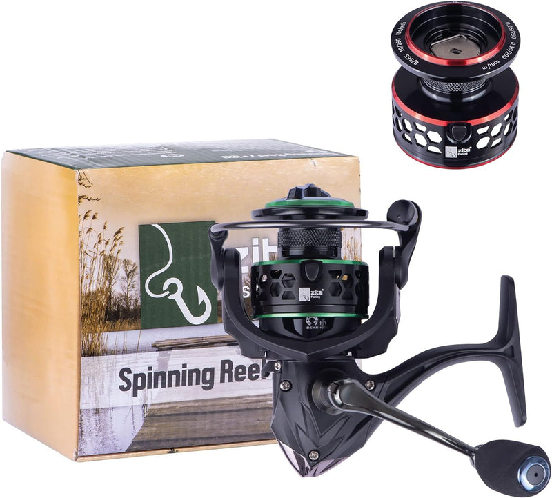 Zite Fishing Spinnrolle 3000 7+1BB | Hochwertige Angelrolle Barsch Zander Hecht Angeln | Spinning Re