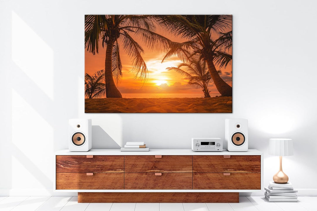 deyoli Sonnenuntergang Format: 80x60 cm als Leinwandbild, Motiv fertig gerahmt auf Echtholzrahmen, H
