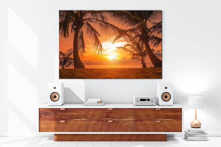 deyoli Sonnenuntergang Format: 80x60 cm als Leinwandbild, Motiv fertig gerahmt auf Echtholzrahmen, H