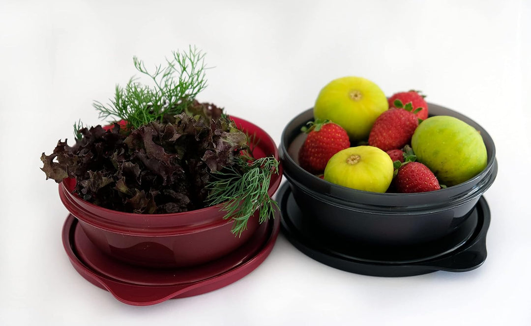 Tupperware Set (3) Kühlschrank Hit-Parade 300 ml schwarz rot dunkelrot kleine Hitparade Mini Panoram