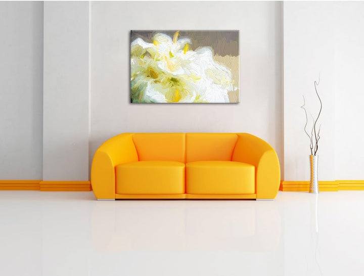 Pixxprint Calla Lilien / 100x70cm Leinwandbild bespannt auf Holzrahmen/Wandbild Kunstdruck Dekoratio