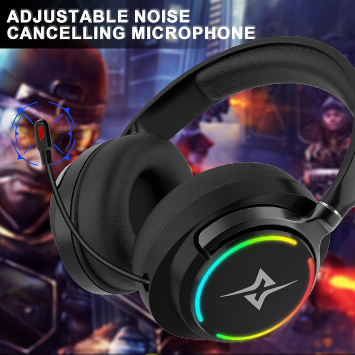 Y-YOPZI Gaming Headset, Headset mit Mikrofon 3D Surround Sound Headphones Noise Cancelling RGB Light