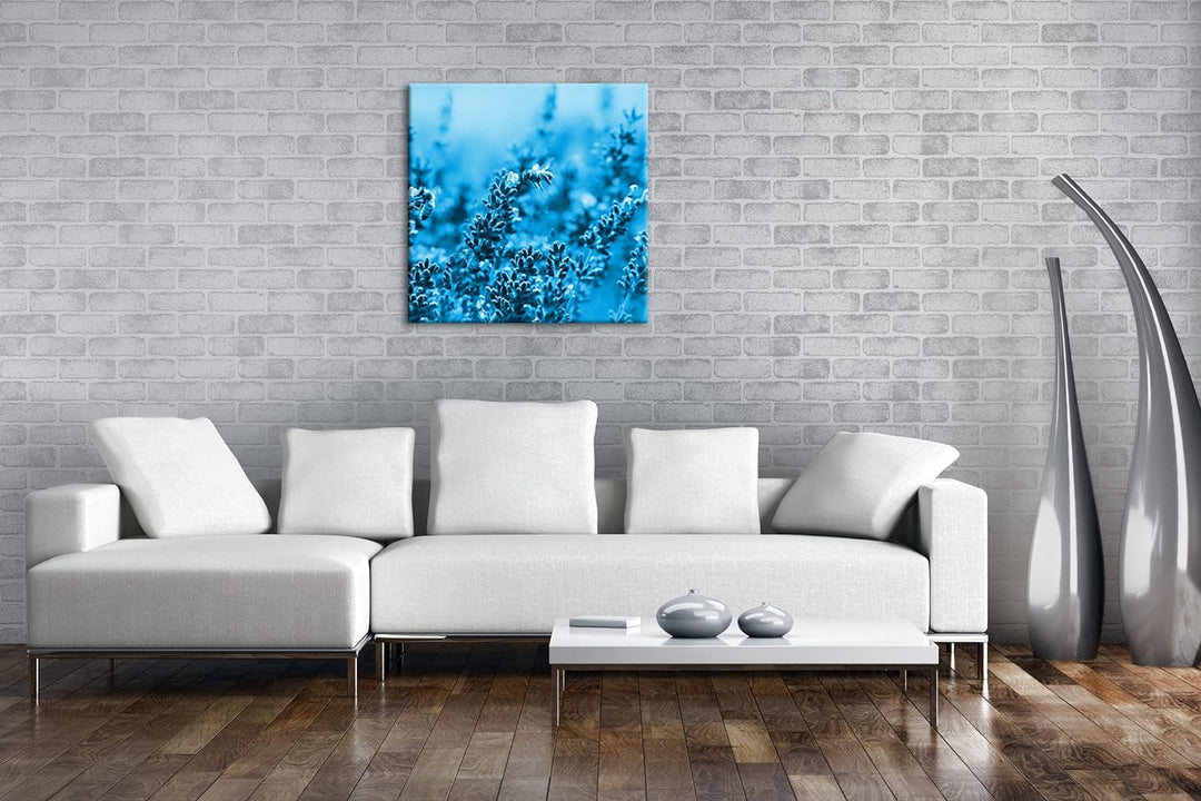 deyoli Bienen im blühenden Lavendel Format: 70x70 Effekt: Monocrome Blau als Leinwandbild, Motiv fer