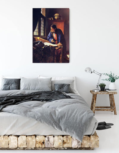 Johannes Vermeer - Der Geograph als Leinwandbild / Grösse: 100x70 cm / Wandbild / Kunstdruck / ferti