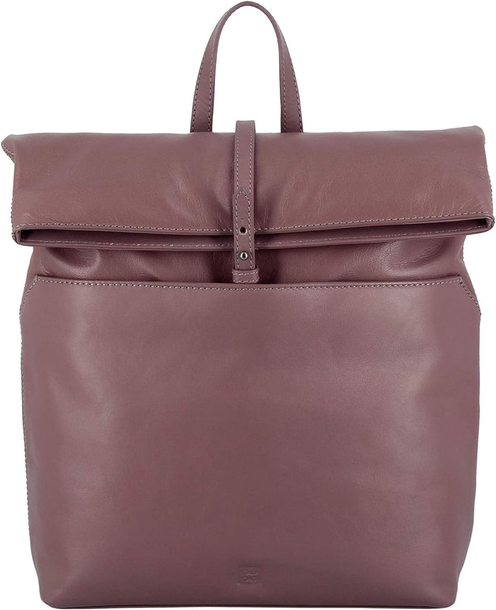 DuDu Damen Rucksack aus weichem Leder elegant trendig mit Reissverschluss und viel Platz Mauve, Mauv