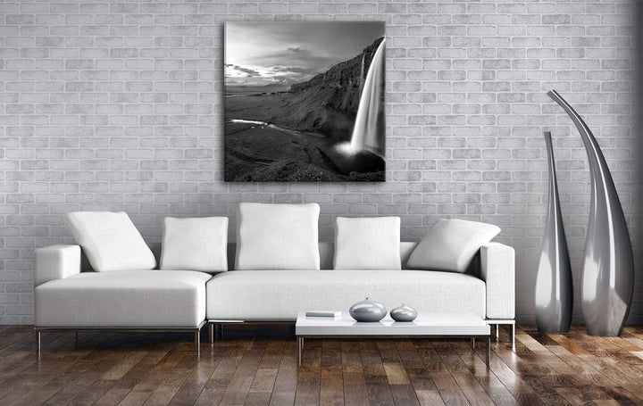 deyoli Isländische Landschaft Format: 70x70 Effekt: Schwarz&Weiss als Leinwandbild, Motiv auf Echtho