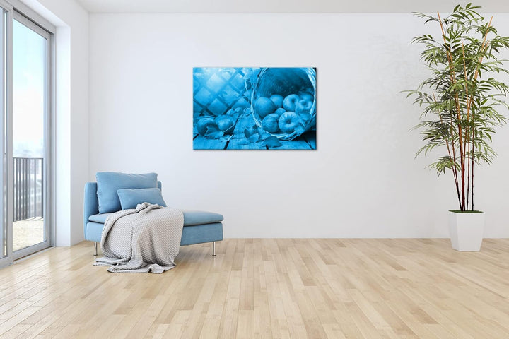 deyoli frische Apfel Format: 80x60 Effekt: Monocrome Blau als Leinwand, Motiv fertig gerahmt auf Ech