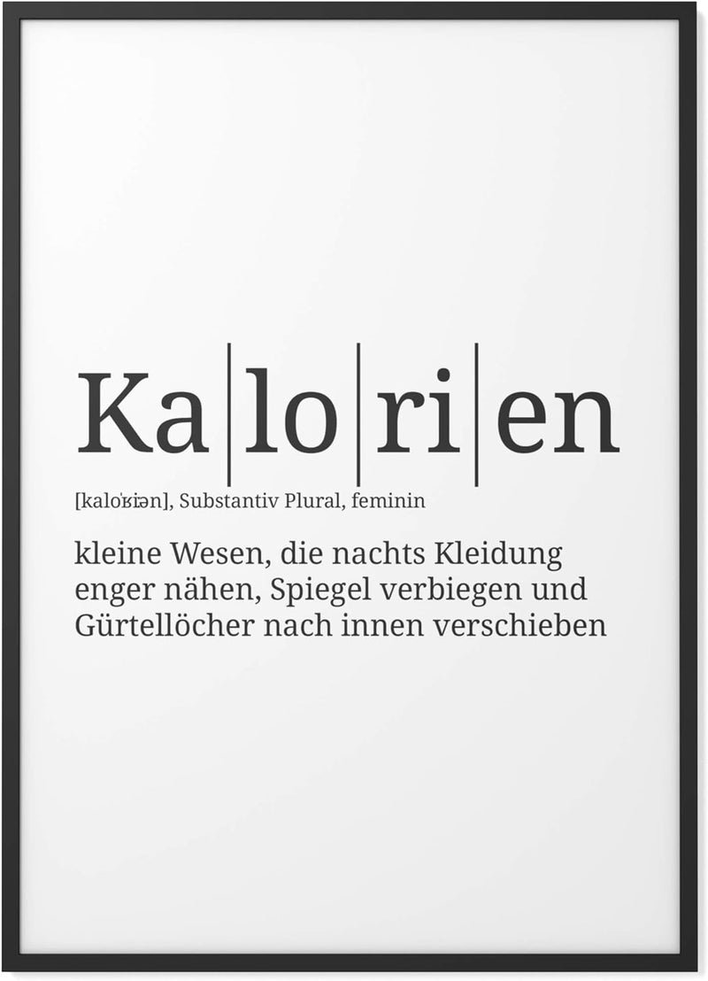 Papierschmiede® Definition: Kalorien, DIN A1 (59x84 cm), XXL Poster für Wohnzimmer, Schlafzimmer, Kü