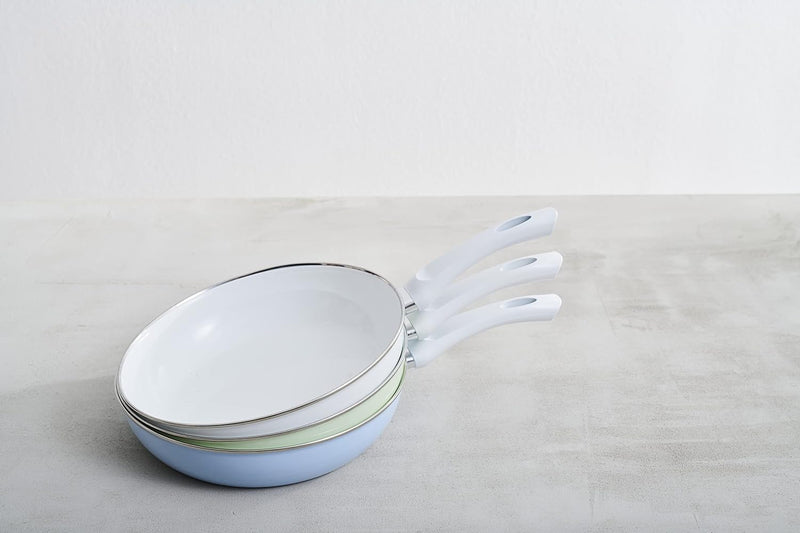 Riess, 0057-032, Ceramicglas Pfanne Pastell- blau 28, CLASSIC EMAILLEPFANNE, Durchmesser 28 cm, Höhe