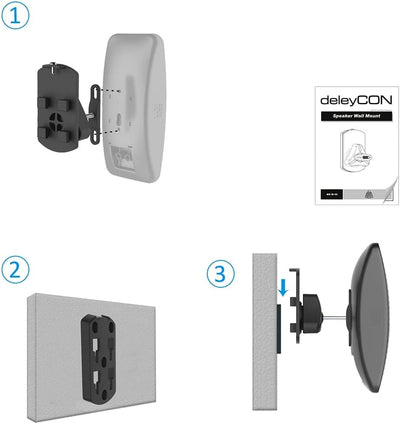 deleyCON 4X Universal Lautsprecher Wandhalterung Set Halterung Boxen Halter Schwenkbar + Neigbar bis