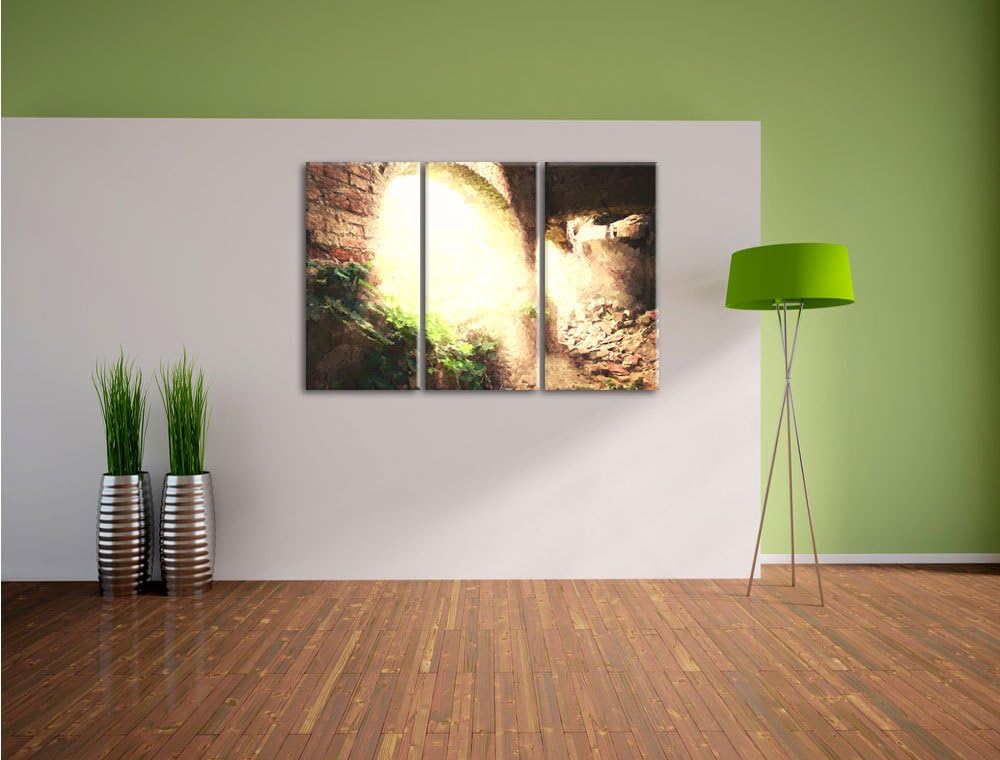Pixxprint alte Ruine als Leinwandbild/Grösse: 3 Teilig (120x80) cm/Wandbild/Kunstdruck/fertig bespan